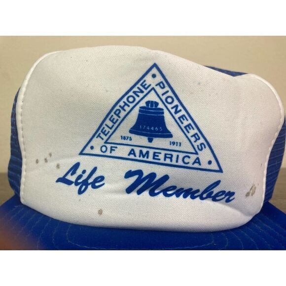 Vintage Telephone Pioneers of America Life Member Trucker Hat 80s 90s Blue - Picture 4 of 11